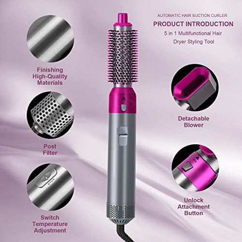 Tahshine 5 In 1 Hair Styler, Blow Dryer Brush, Hair Dryer Brush Negative Ionic Electric, Air Wrap Hair Styler, Detachable Brush Heads Comb For Straightening Automatic Curling Styling, Air Wrap Curler #TOP4