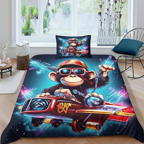 Housse de couette motif singe 3D pour des nuits douces et ludiques - 2