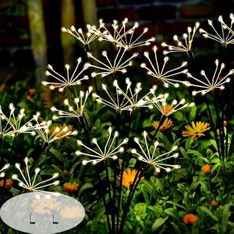 colcutee 2 Pack Solar Garden Lights, 120 LED Solar Lights Outdoor Garden 2 Modes IP65 Material, Garden Lights Solar Powered with Flexible Branches, for Garden Landscape Path Yard Patio Driveway Cover