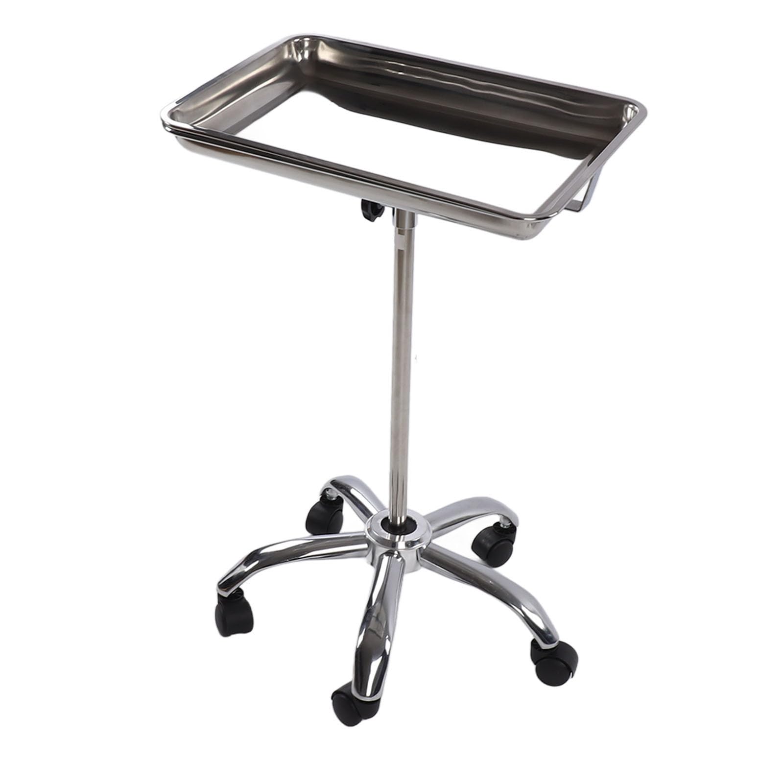 Medizinisches Tablett, Salontablett mit Rädern, Höhenverstellbar, Edelstahl, Glatte Oberfläche für Salons, Studios, Geschäfte, Zahnärzte