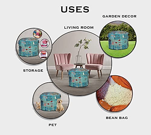 Aakriti Indian Pouf Fußhocker mit Stickerei Pouf, indische Baumwolle, Pouffe osmanischen Pouf Cover mit ethnischem Dekor… – Bild 4