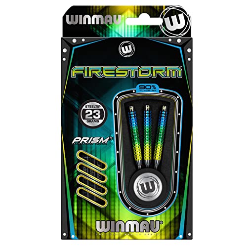 Winmau Firestorm 23 Gram Professional Steeltip Tungsten Darts Set With Flights And Stems (Shafts) #TOP3