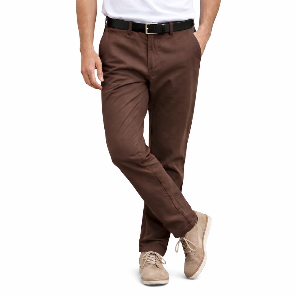 denro Men’s Slim Fit Cotton Stretch Trousers | Smart Casual & Workwear Pants for Office Use | 98% Cotton 2% Spandex Fabric | Mid-Rise Tailored Fit-picture-25
