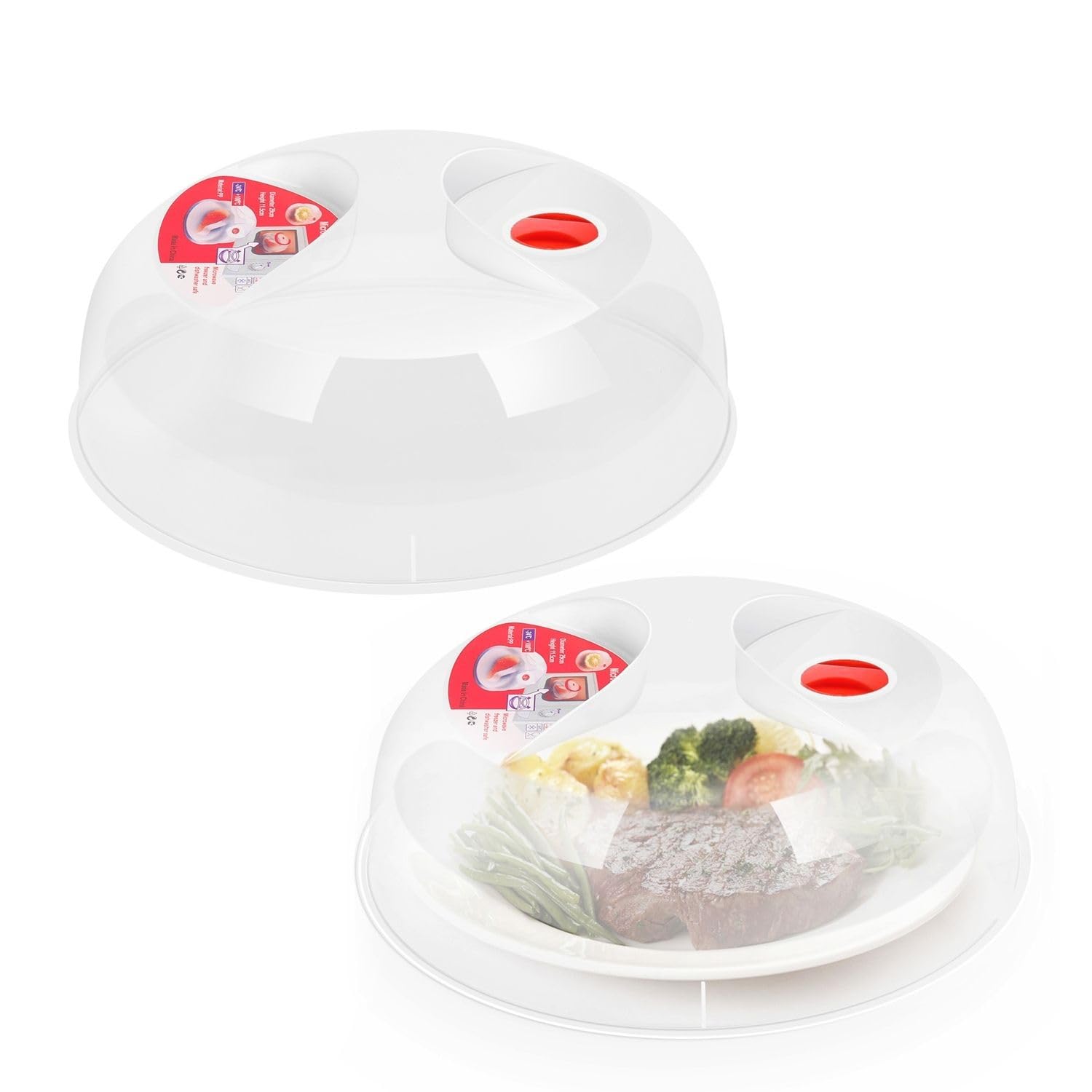 Flexzion 11.5 Inch Microwave Splatter Cover - BPA-Free Anti-Splatter Microwave Cover with Adjustable Steam Vent, Dishwasher Safe, Transparent Plastic Food Covers for Microwave Cooking