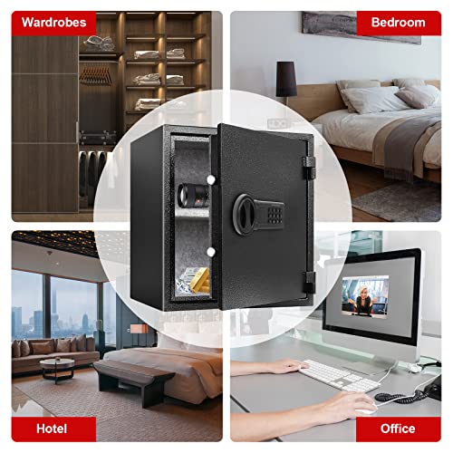 1.6 Cub Fireproof Waterproof Safe Box 30 Minutes Fire Resistant.with Digital Password And Keys Safe Box Fireproof Waterproof For Hotel Office Dorm Money Cash Jewelry Use Storage (1.6Cub) #TOP7