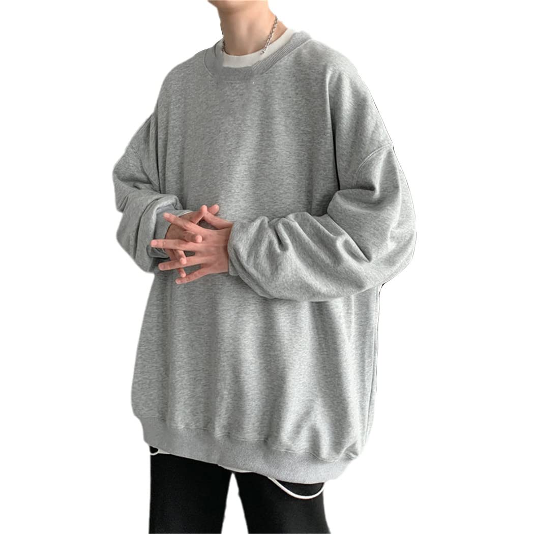 Uomini Nero Bianco Felpe Con Cappuccio Hip Hop Punk Pullover Streetwear Casual Oversize Coreano Harajuku Felpa, Grigio chiaro, M
