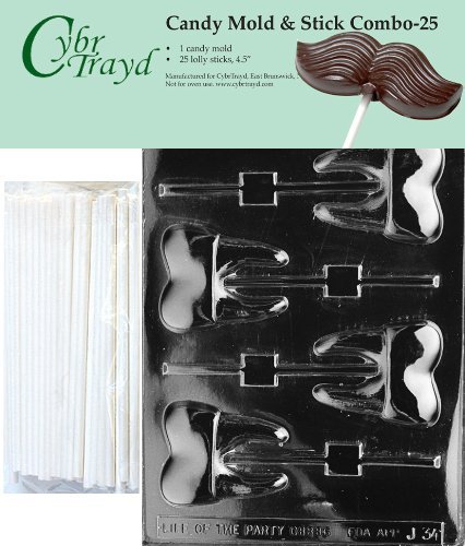 Cybrtrayd Lolly Jobs - Molde para caramelos de chocolate Molde + 25 palitos de lirio. transparente