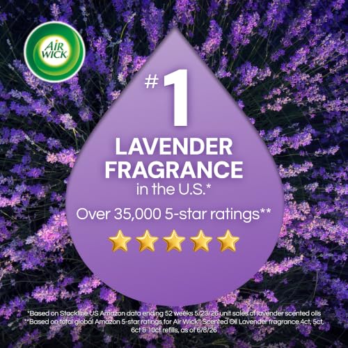 Image of Air Wick Plug in Scented Oil Starter Kit, 2 Warmers + 6 Refills, Lavender & Chamomile, Eco Friendly, Essential Oils, Air Freshener