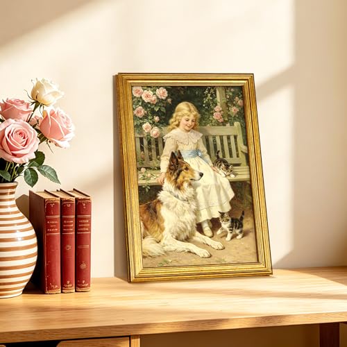 Image of upsimples 8x12 Picture Frame, Vintage Frames Decor, 1Pack Gold | Fit 6x8 and 8 x 12 Photo, Wall or Tabletop Display, Antique-style Decoration, Rustic Farmhouse Decor, For Weddings