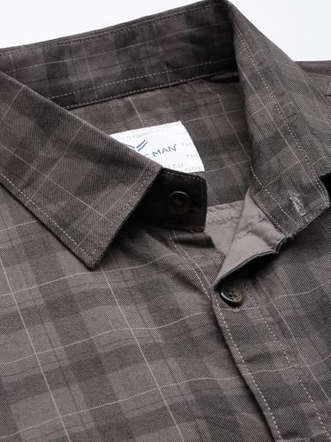 Image of Majestic Man Men Comfort Slim Fit Pure Cotton Tartan Checked Casual Shirt