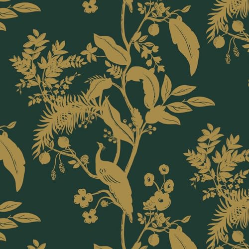 Fiula Papel Pintado Autoadhesivo Verde Con Diseño De Pájaros Hojas Papel Pintado 44Cm X 3M Papel Pintado Adhesivo Para Muebles Impermeable Para Salón Dormitorio Color Verde Oscuro Dorado