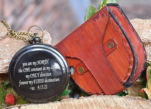 Brújula grabada de latón estilo antiguo para regalo personalizado, diámetro 3 pulgadas miniatura 4