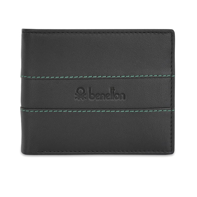 UNITED COLORS OF BENETTON Leather Gaspare Men Global Coin Wallet - Black