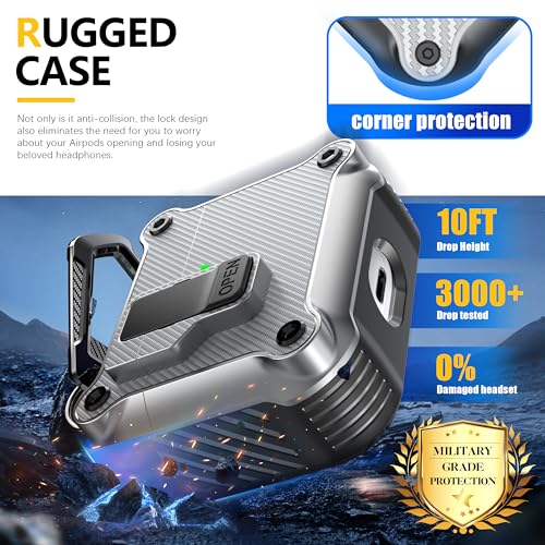 Image of RFUNGUANGO AirPods 3 Case with Lock Magnetic Lid, CF Silver