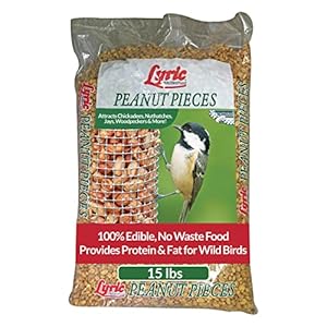 Lyric Peanut Pieces Wild Bird Seed – No Waste Bird Food – Attracts Titmice, Woodpeckers, Chickadees & More – 15 lb bag