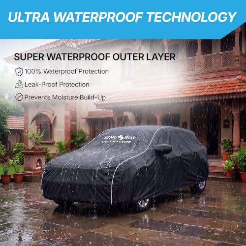 Image of KINGSWAY Super Waterproof Car Cover Only with Maruti Suzuki Swift (Year 2011 to 2017 - All Model) | Mirror and Antenna Pockets | All Weather Car Body Cover with Silver Piping | Black