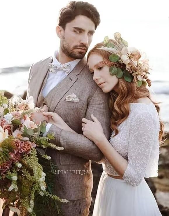 Mens Linen Suits 3 Piece Summer Wedding Suit Men Slim Fit Suits Linen Blazer Vest Pants Set Lightweight4