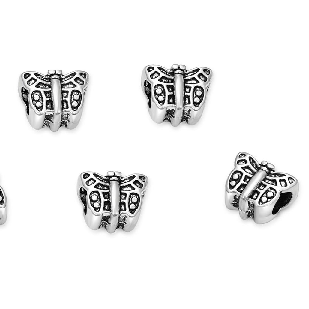 40pcs Butterfly Symbol of Transformation Large Hole Loose Beads (Hole Size 4.5mm) Antique Silver Metal Spacer for Earrings Bracelet Necklace Anklet Jewelry Making MEC-A3-image-4