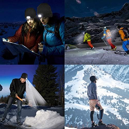 Attikee LED Lighted Beanie Cap for Kids, Rechargeable 4 LED Headlamp Hat, Knitted Winter Hat with Torch for Cycling Running Camping Night Walking, Christmas Novelty Gifts for Boys Girls Kids Children