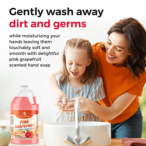 Bastion Pink Grapefruit Foaming Antibacterial Hand Soap Refill 1 Gallon (128 Oz) Refreshing Pink Grapefruit Scent Bulk Hand Soap-Made In The Usa. #TOP1