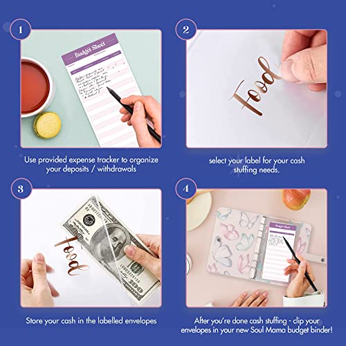 Soul Mama Pvc A6 Budget Binder With Cash Envelopes For Budgeting - Cute Butterly Money Organizer For Cash Budget Binder, Clear Budgeting Planner Money Savings Binder, Savings Challenges Book #TOP2