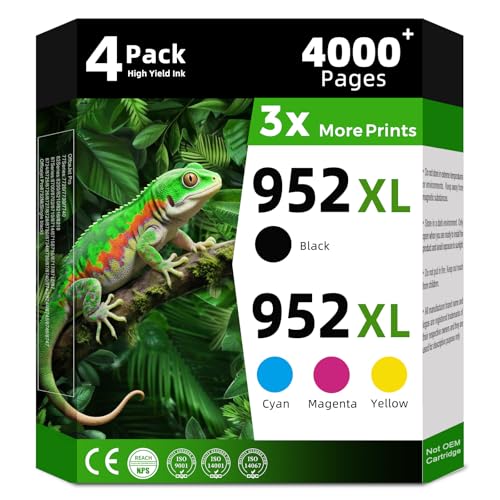 952XL Ink Cartridge Combo Pack Compatible for HP 952 XL HP952 HP952XL to Officejet Pro 8710 7740 8720 8702 8210 7720 8715 8730 8740 8216 8725 8200 Printers (Black Cyan Magenta Yellow 4-Pack)