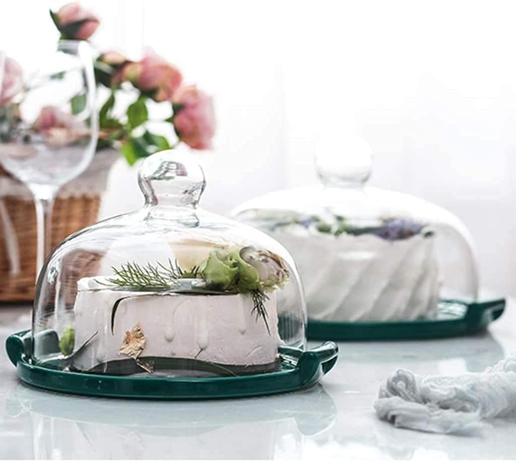 Dessert Table With Lid Holiday Party Pastry Display Tasting Plate Transparent Food Cover Glass Dome Salad And Cake Dome (Size : 10inch) (10inch)