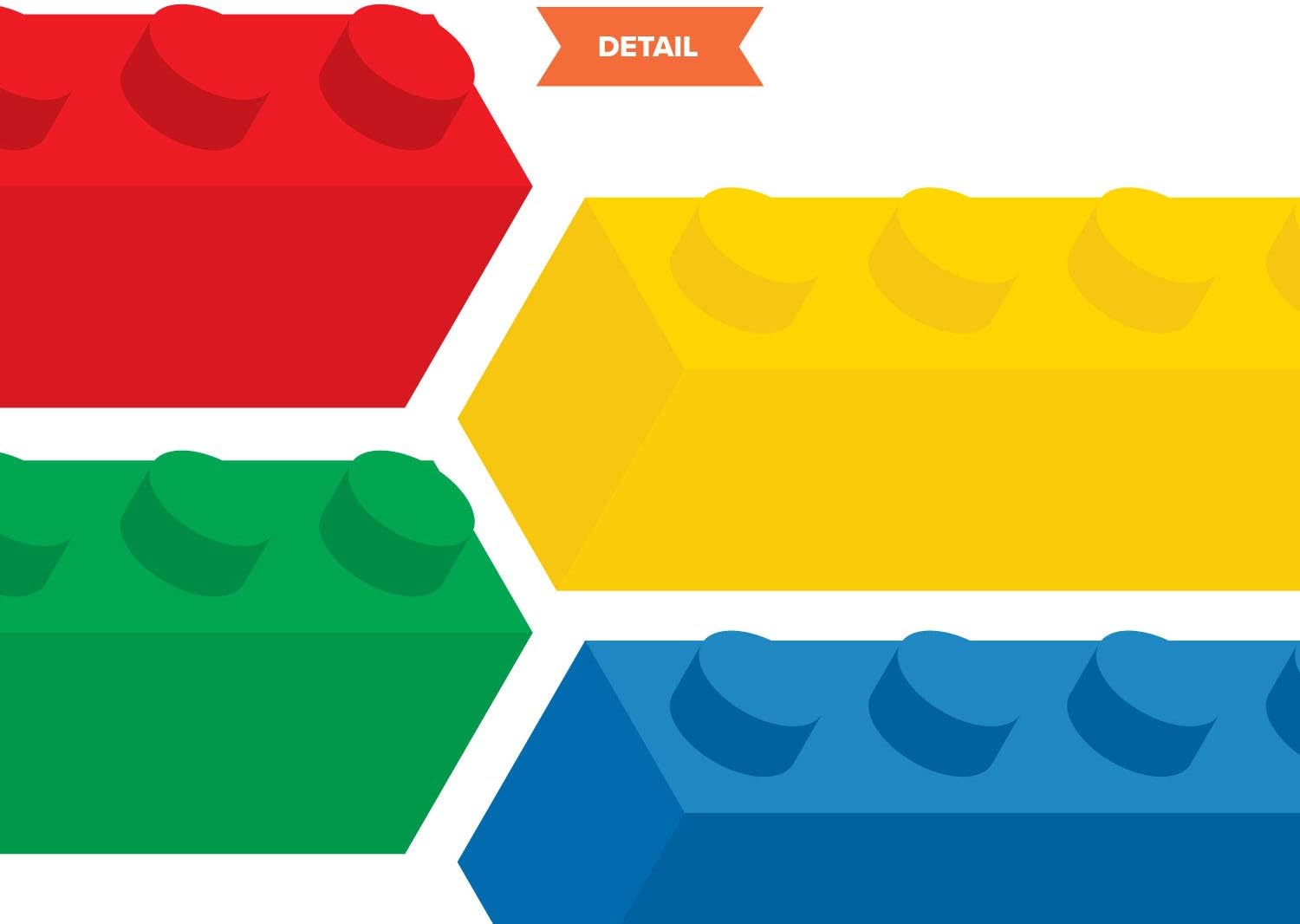 Sunny Decals Lego Inspired Building Blocks Removable Fabric Wall Stickers (Set of 16, Primary Colors)