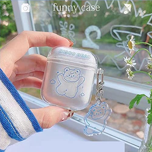 Airpods Protector Case Silicone Cover Sleeve Bluetooth Wireless Headphones Protective Case Skin for AirPods 2 and 1 Wireless Charging Case ( Happy Bear )