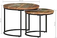 Vista 2 de Coffee Table mesa de Centro para salaNesting Tables 2 pcs Solid Reclaimed WoodSuitable for bedrooms, Living Rooms, and Dining Rooms