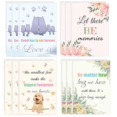 Remerabel 5x7 Inches Pet Loss Sympathy Card with Envelopes Bereavement