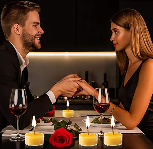 Beeswax Tea Light Candles - 100% Pure Natural Refined With Chemical Free Cotton Beeswax Wickbonus Get A Free Dripless Beeswax Lighter Wick Made In Usa #TOP5