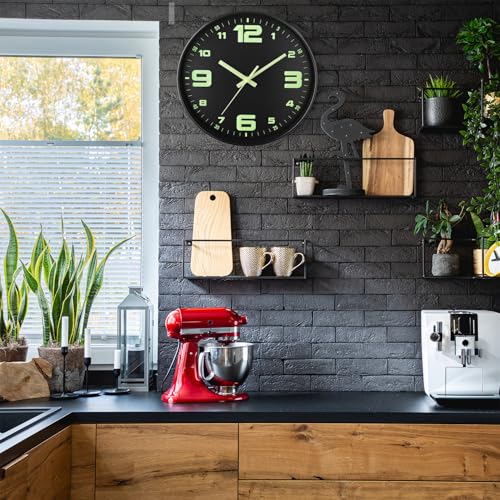 DIYZON Luminous Wall Clock, Silent Non-Ticking 10'' Night Light Wall Clocks Battery Operated, Country Style Wooden Illuminated Wall Clock Decorative for Kitchen, Home, Bedrooms - Image 5