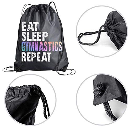 Gymnastics Drawstring Bag, Eat Sleep Gymnastics Repeat Backpack, Gymnasts Gift, Teen Sport Pack Cinch Sack Tote Bag #TOP1
