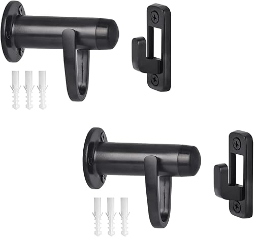 HOMOTEK Paquete de 2 topes de gancho de pestillo resistentes, tope de soporte de puerta con amortiguador de sonido, protector de pared de goma para