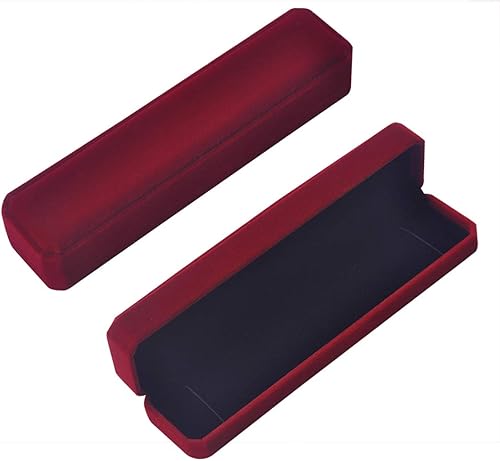 iSuperb 2 cajas largas de terciopelo rojo para collares, cadenas, pulseras y cajas de 8.7 x 1.6 x 2 pulgadas, caja de regalo de almacenamiento de