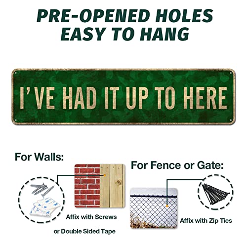 Civotil Humor Sign - I've Had It Up To Here 4" X 16", Funny Tin Signs Gag Gift Prank Home Bar Garage Pub College Dorm Décor #TOP2