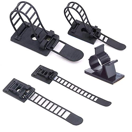 3 Size 60 Pcs Adjustable Self-adhesive Nylon Wire Tie Cable Ties Cord Clamp