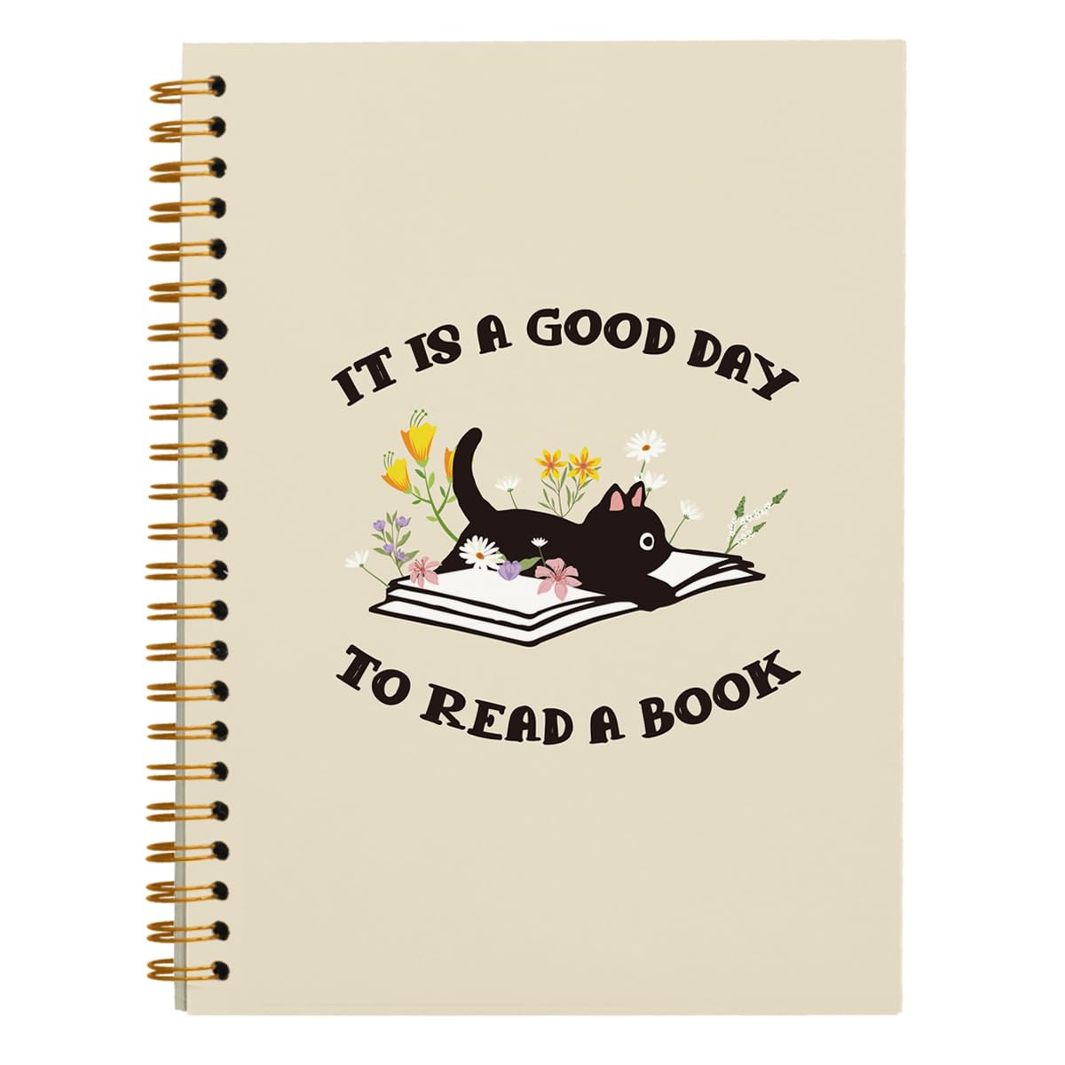 Bnwepo Reading Notebook Journals for Book Lovers, Book Gifts Journals for Book Lovers, Reading Log Journal, Black Cat Notebook, It's a Good Day to
