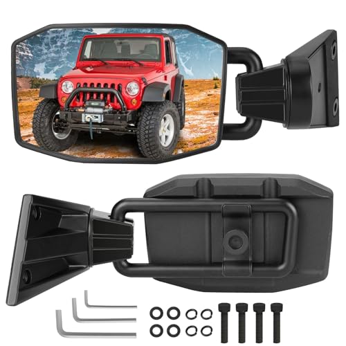 DenForste Mirrors Doors Off Compatible with Wrangler TJ JK JKU 1997-2018, Anti-shake Rotatable Side Rear View Mirrors for Doors Off Driving by DenForste - Used condition - US$20.69