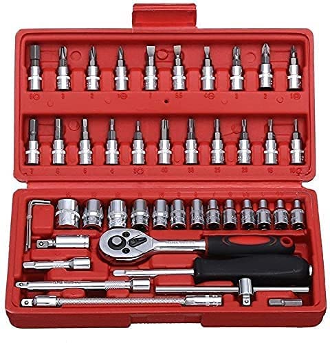 M-SIS 46 in 1 Pcs Tool Kit & Screwdriver and Socket Set Wrench Set Multi Purpose Combination Tool Case Precision Socket Set