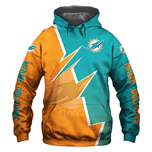 Preisvergleich Produktbild FEZD Hoodie Miami Dolphins American Football Jersey Pullover Bequemen Sweatshirt Langarm Gedrucktes Beiläufiges Sweatshirt Trainings Sweat,M