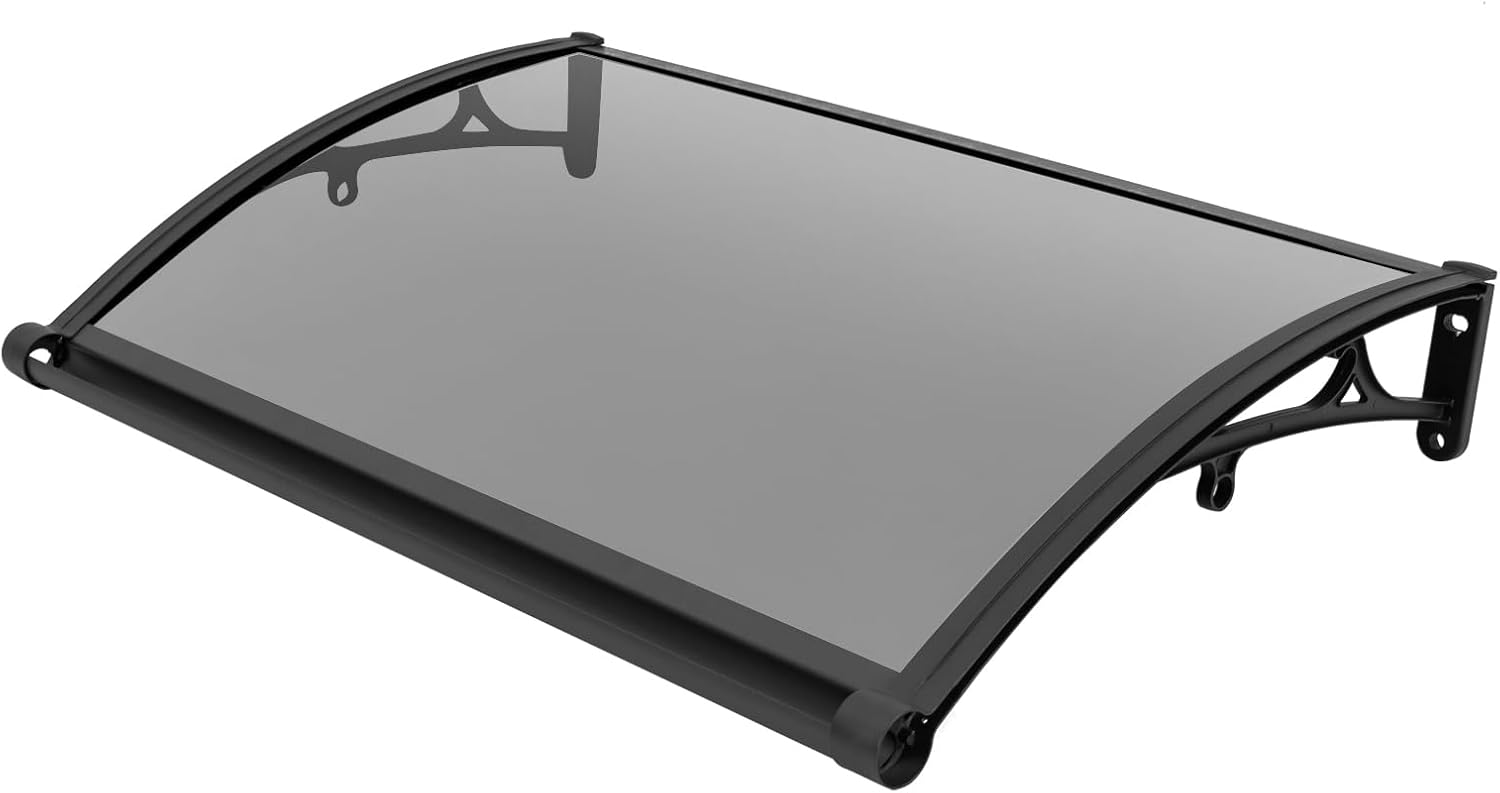 40.2”x24.4”Awning for Door Window Exterior with Drainage Channel,UPF50+ PC Entry Door Outdoor Window Door Awning Canopy,Front Door Overhang Awning for Sun Shutter,UV,Rain,Snow Protection