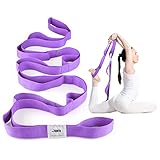 JBM Stretching Exercise Strap with 10 Flexible Loops Thicken Exercise Band Gravity Fitness Stretching Strap Physical Therapist Recommended Exercises and Pilates Workouts 4 Colors provided