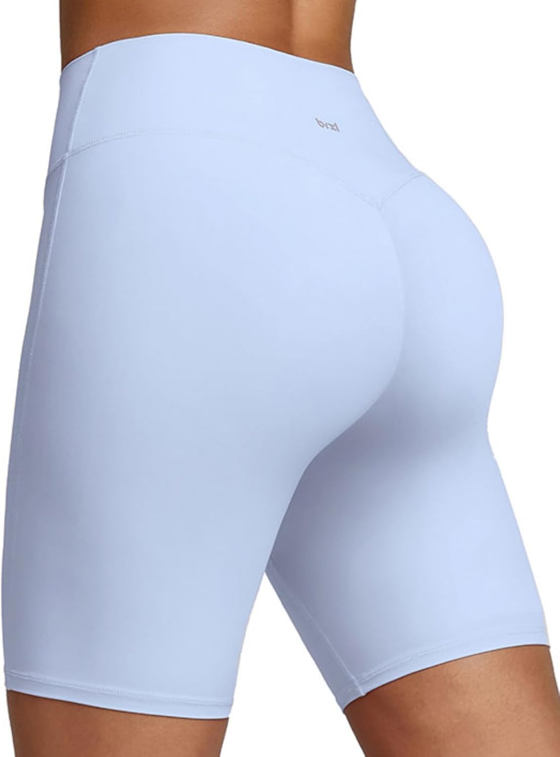 BRXL V Ruched Biker Shorts for Women 8" No Front Seam High Waist Yoga Workout Gym Shorts with Inner Pocket
