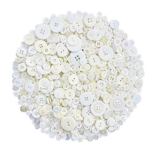 600-650 PCS Assorted Sizes White Resin Buttons,Sewing Resin Buttons,2 and 4 Holes Round Craft Buttons for Arts,DIY Crafts,Decoration,Sewing