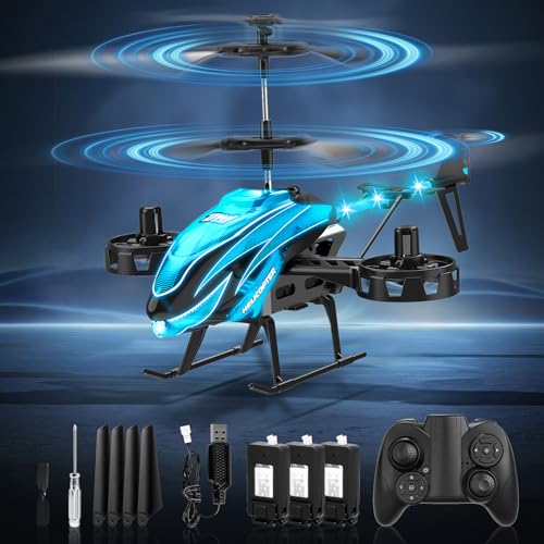 Charmofun Ferngesteuert Hubschrauber, 2.4GHZ RC Helikopter mit 7 LED-Licht, 3 Akkus, 33 Min Flugzeit 4.5 Kanäle helikopter ferngesteuert mit Gyro und Feste Höhe, Geschenke für Kinder ab 6 Jahre (Blau) Charmofun Ferngesteuert Hubschrauber, 2.4GHZ RC Helikopter mit 7 LED-Licht, 3 Akkus, 33 Min Flugzeit 4.5 Kanäle helikopter ferngesteuert mit Gyro und Feste Höhe, Geschenke für Kinder ab 6 Jahre (Blau)