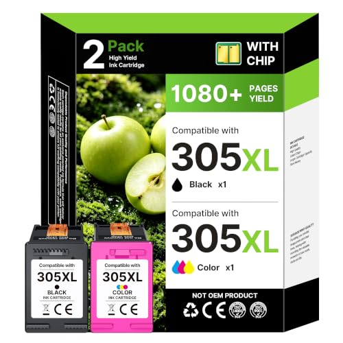 305 XL Druckerpatronen Schwarz und Farbe Ersatz für HP 305 Druckerpatronen 305XL für HP Deskjet 2820e 2810e 4220e 2720e 2700 4120e 2710e Plus 4120 4110 Envy 6020e 6420e 6020 6032e 6400e,2-Pack
