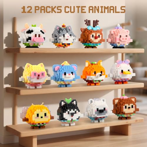 Image of HIGH GODO 12Pack Mirco Mini Animals Easter Party Favors Building Set, 2438PCS Cute Animals Set for Goodie Bag Stuffers, Birthday Gifts for Adult Teens 14+ (Not Compatible with Major Brand)