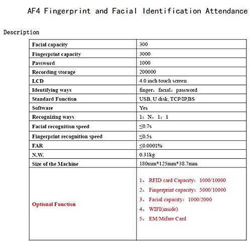AERJMA Biometrische Vingerafdruk Wachtwoord Vingerafdruk En Gezicht Alles-in-één Aanwezigheidsmachine Bedrijf Werknemer… - Image 5